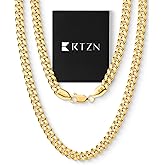 RTZN® Gold Cuban Link Chain for Men – 3.5/5mm Mens Cuban Chain – Premium Black, Gold & Silver Stainless Steel Necklace for Men – Non-Tarnish & Waterproof Mens Chain Necklaces – 18/20/22/24/26" inches