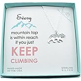 MOM & THREE DAUGHTERS Mountain and Sky Bear Scene Necklace | Sterling Silver and Bronze | 18" Cable Chain | Motivational Gift | Jewelry for Women