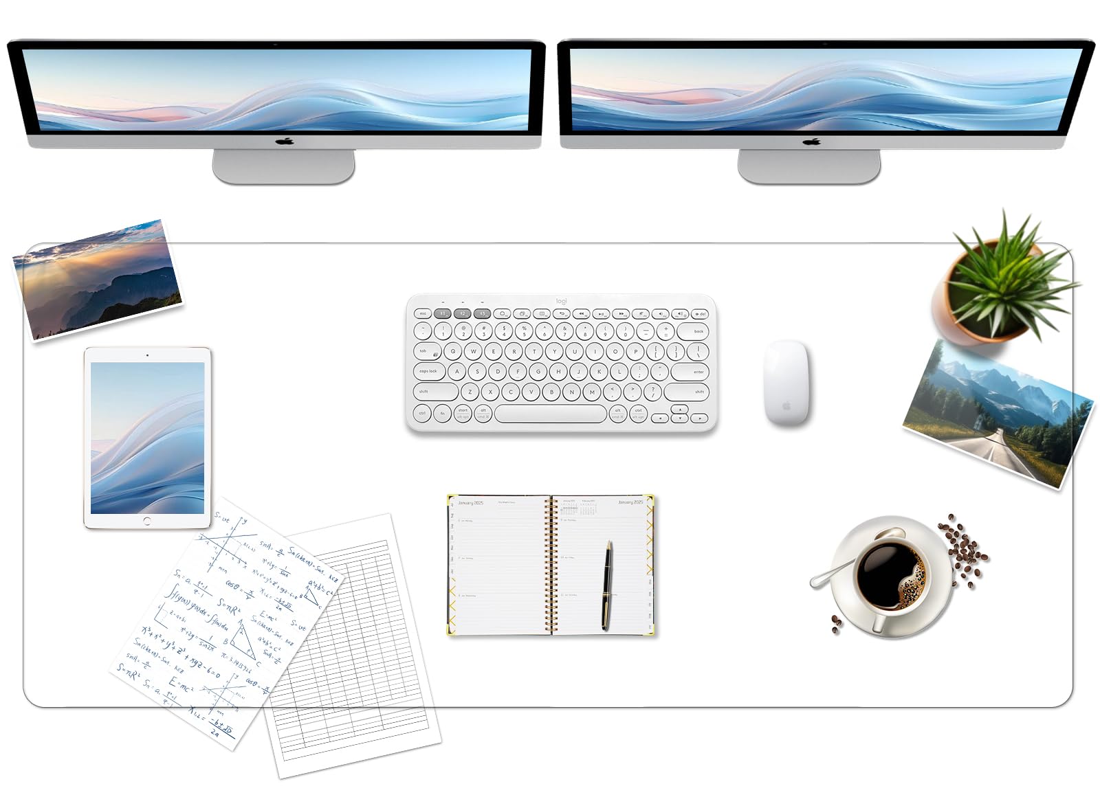 Photo 1 of BLESWIN Clear Desk Mat, Transparent Writing Desk Mat, Durable Waterproof Multi-Functional Table Protector with Non-Slip Adhesive, 23.62 x 47.24 Inches, Suitable for Home and Office