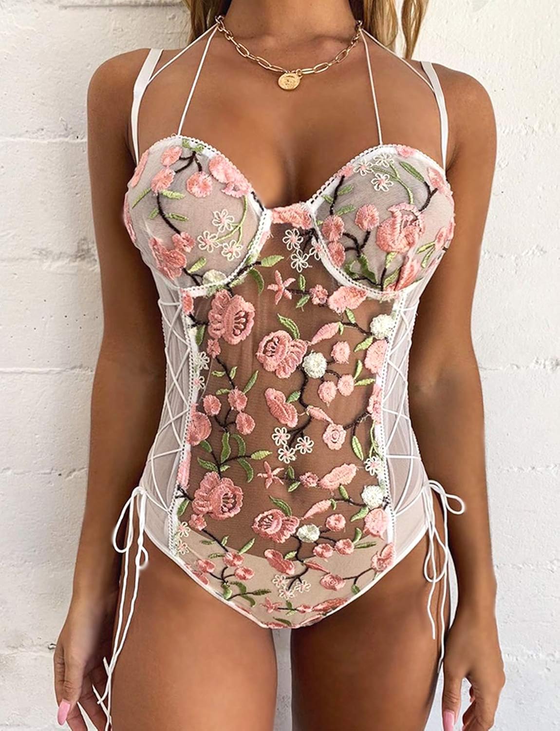 floral lace bodysuit