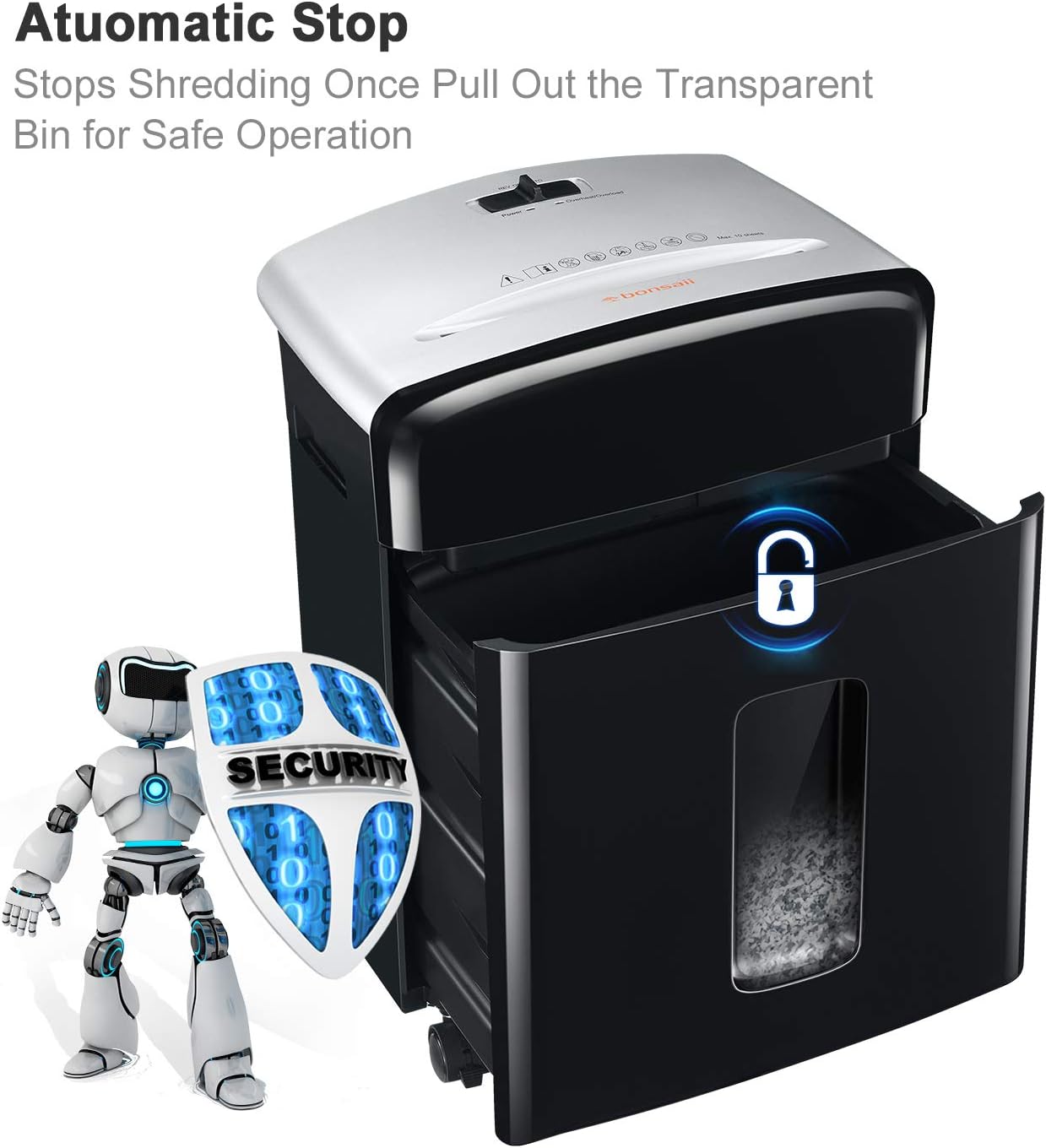 Bonsaii 10 Sheet Micro Cut Paper Shredder，Heavy Duty Paper Shredders