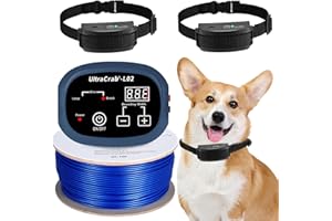 UltraCrab Basic In-Ground Pet Fence - Underground Dog Fence System, Electric Fence for Dogs Waterproof Training Collar for Dog Over 20lb, Wireless Electric Dog Fence System (Dark Blue)