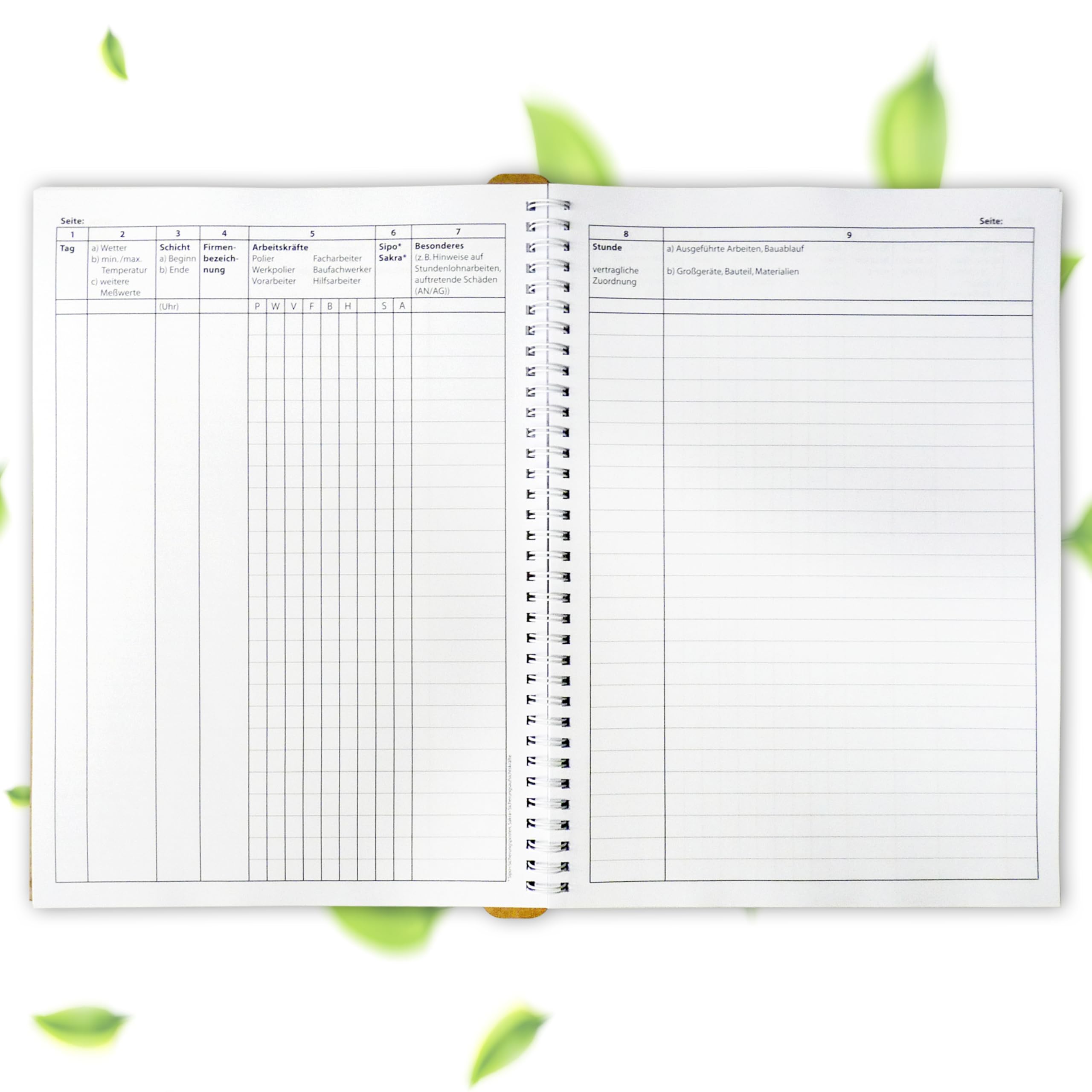 Professional Construction Diary for Construction Site as a Construction Diary for House Construction Renovation 1 Piece A4 Includes Practical Filing Device for Archiving, Ring Binding, Extra Sturdy