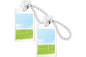 LIQWEI 2 Pcs Photocard Holder Keychain, Cute Acrylic Butterfly Photo Card Holders with Creative Butterfly Chain Keychain, Clear Cards Holder for Album Card