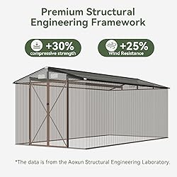 Aoxun 8'x15' Outdoor Metal Storage Shed with