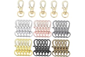 OFFIGAM 35Pcs Swivel Lobster Claw Clasps Key Chain Connection Rings Rotatable Zinc Alloy Snap Hooks for