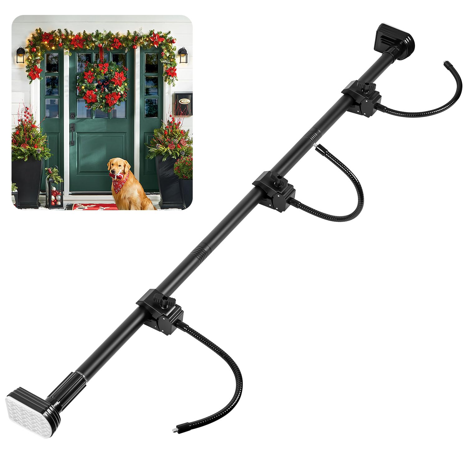 Photo 1 of Garland Hanger for Front Door Frame, Adjustable Fits 18"-80" Doors?Large??Heavy-Duty Christmas Halloween Decoration Holder for Wreaths, Lights & More | No Screws, Drilling, Glue-Damage-Free