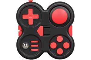 QOOLBUY Premium Fidget Pad Toy,Relief Stress and Anxiety,Fidget Buttons Controller to Kill Time,Fidget Game Pad for Kids and Adults with Autism,ADD,ADHD (Black-Red)
