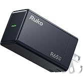 Ruko 65W USB C Charger, GaN Fast Charger, Foldable Design