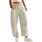 RIATOUR Womens Barrel Pants Wide Leg Drawstring Sweatpant Casual Baggy Palazzo Pants with Pockets