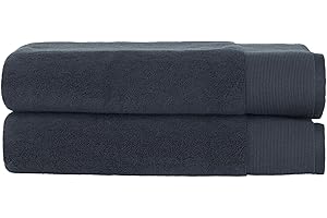 Nate Home by Nate Berkus 100% Cotton Terry 2-Piece Extra Large Bath Sheet Towel Set | Ultra Soft, Thick and Absorbent Towels for Bathroom from mDesign - Set of 2, Night (Navy Blue)