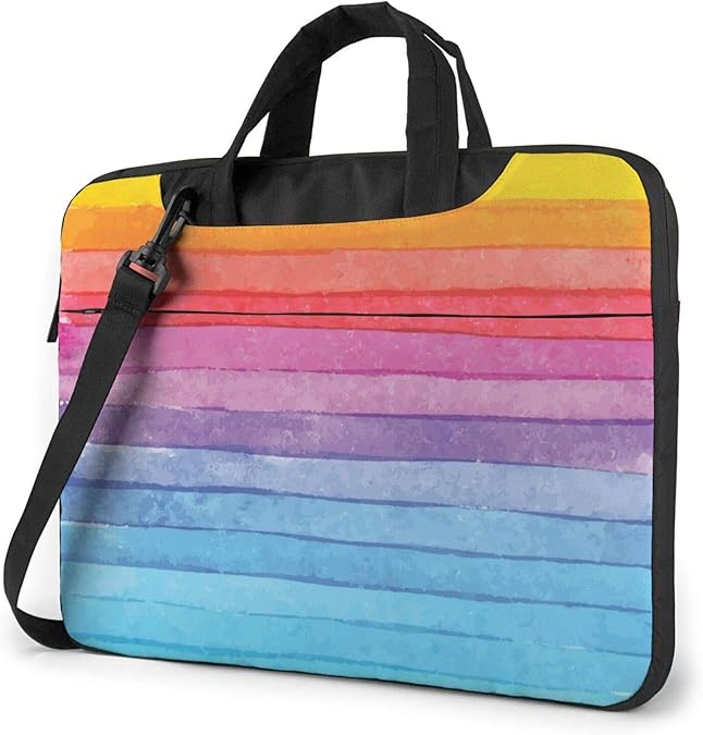 Rainbow Colored Striped Laptop Shoulder Bag Messenger Bag Briefcase Handbag Laptop Case Sleeve