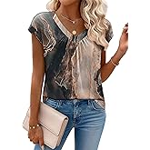 Zeagoo Womens Tops Short Sleeve V Neck Shirts Summer Dressy Casual Business Clothes Work Blouses Fashion Clothing Outfits