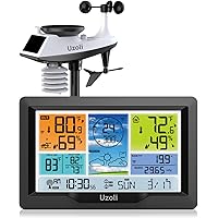 Uzoli EM3390D Weather Station Wireless Indoor Outdoor, Home Weather Stations with Rain Gauge and Wind Speed, Digital Color Di