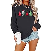 JINTING Christmas Sweatshirt for Women Christmas Tree Pullover Xmas Holiday Crewneck Sweatshirts Long Sleeve Top