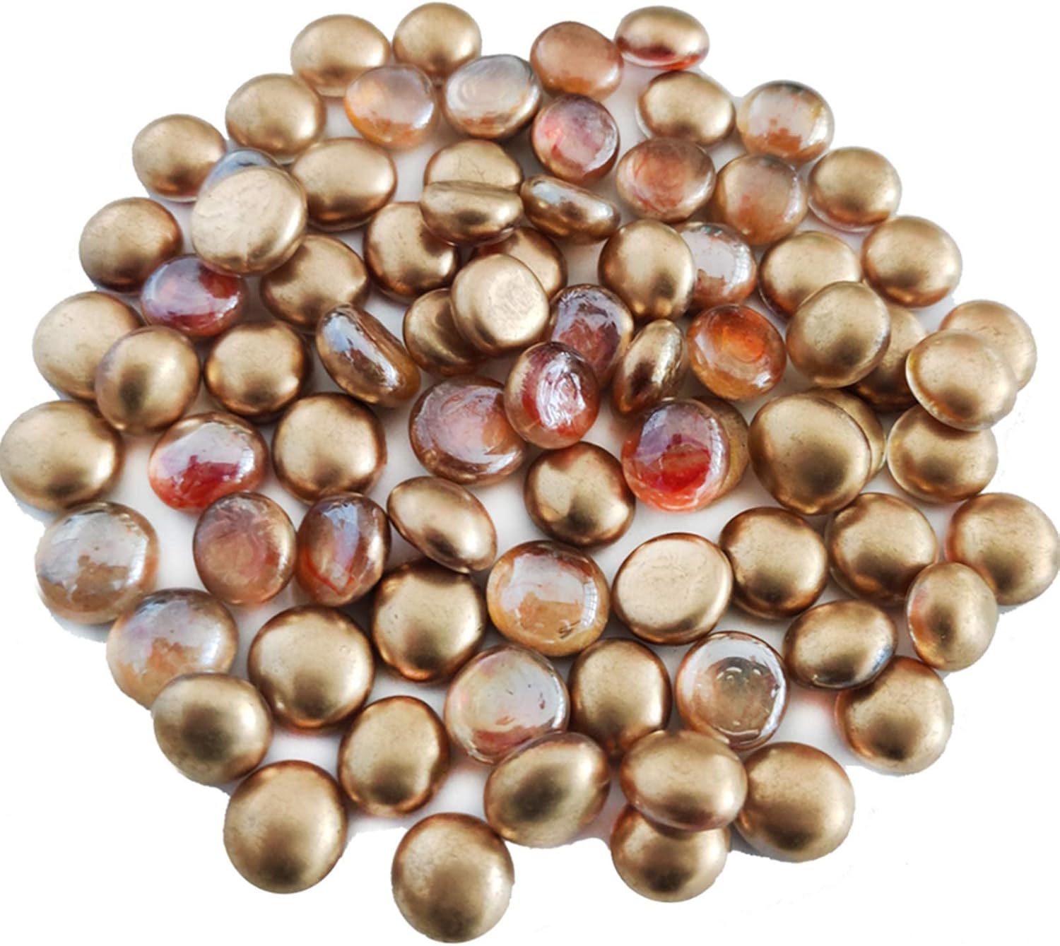 Vase Fillers - HappyFiller 2 LB Gold Flat Marbles Glass Gems,Weighted Fillers Pebbles Stones for Flower Vases,Candle Holder Plate Beads,Wedding Party Fall Christmas Decor,1/2 Inch Each