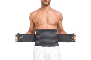 DOREIPA Abdominal Binder for Men and Women – Post Surgery & Postpartum Recovery Hernia Support Belt Waist Trainer for Men Adjustable Compression Wrap (Black,L)