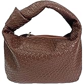 PHILOMENA Woven Hobo Bag for Women Knot Strap Handbags Leather Dumpling Clutch Purses with Zipper