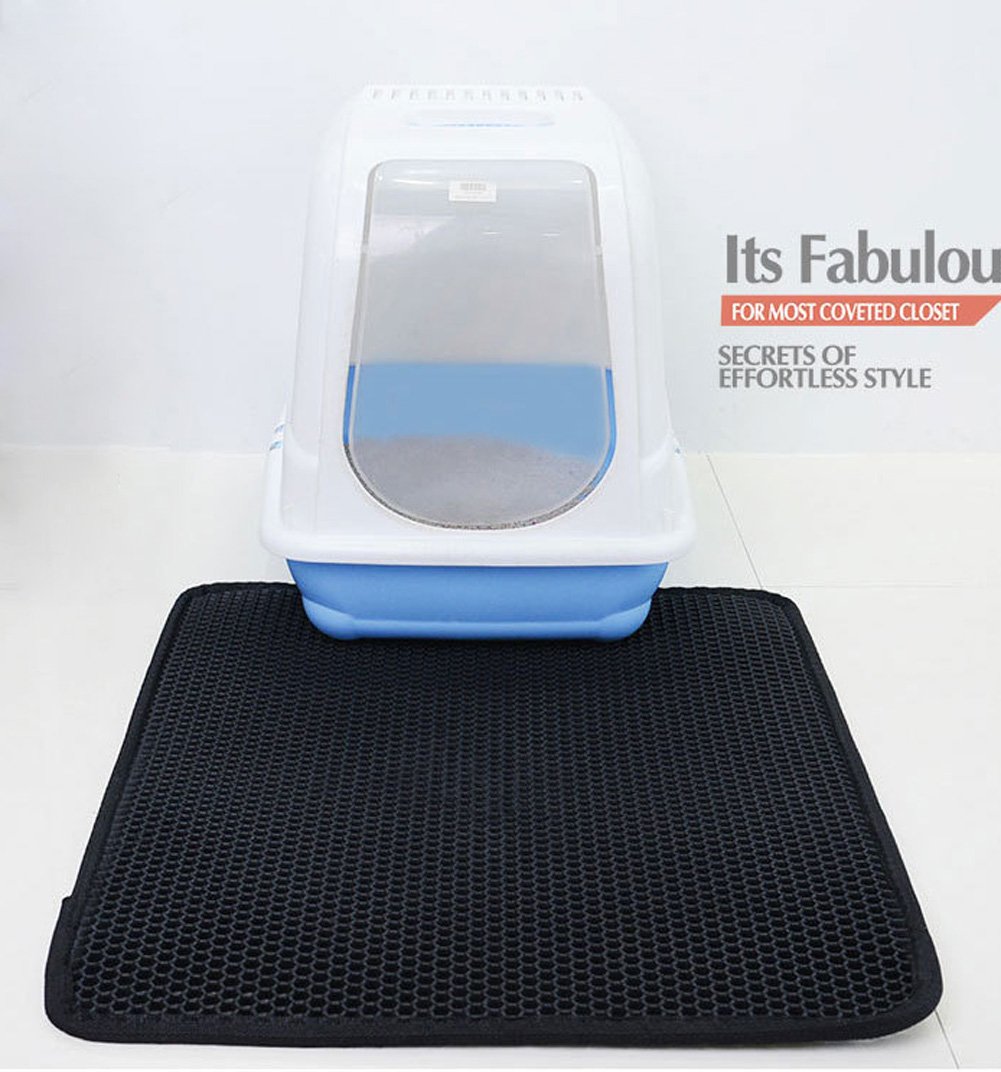 Cat Litter Mat XL Double Layer Honeycomb Cat and Dog Litter Trapper With Waterproof Base Layer ECO-friendly Light Weight EVA Foam Rubber- For Cat Litter Box (26x25in)