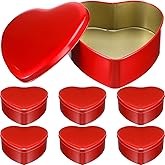 Blulu 6 Pcs Valentine's Day Heart Shaped Metal Tins with Lids 4.72" x 4.33" Valentine Candy Boxes Biscuits Jar Empty Jar Heart Metal Container for Valentines Gift Party Favors (Red)