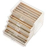 Necklace Organizer Box with 5 Drawers 30 Compartments, Dustproof Velvet Necklace Display Tray, Acrylic Necklaces Display Case, Pendant Chains Necklace Storage Tray Gift for Women and Girls (Beige)