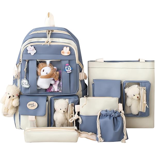 Amazon.com: VUKLSAU Kawaii Backpack 5Pcs Set Aesthetic School Bags
