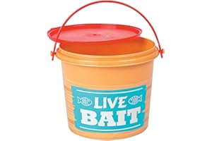 Fun Express Fishing Birthday Party Decorations Mini Buckets - Live Bait Bucket Design Small Plastic Pails with Lids for Kids Party Favors | Fishing Themed Party Supplies Set of 12 - Blue 4.5 Inch