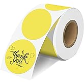 JOYIT 2'' Yellow Thermal Labels - 600pcs Round Thermal Printer Labels, Waterproof Thermal Printer Stickers for Logo Design, Name/Price Tag, Thanks Card, Address, QR Code, 600 Labels/Roll (Yellow)