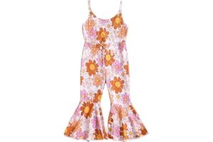 Dcohmch Toddler Girl Bell Bottom Jumpsuit Sleeveless Romper Pants Flower Halter Overalls Summer Clothes 1-5T