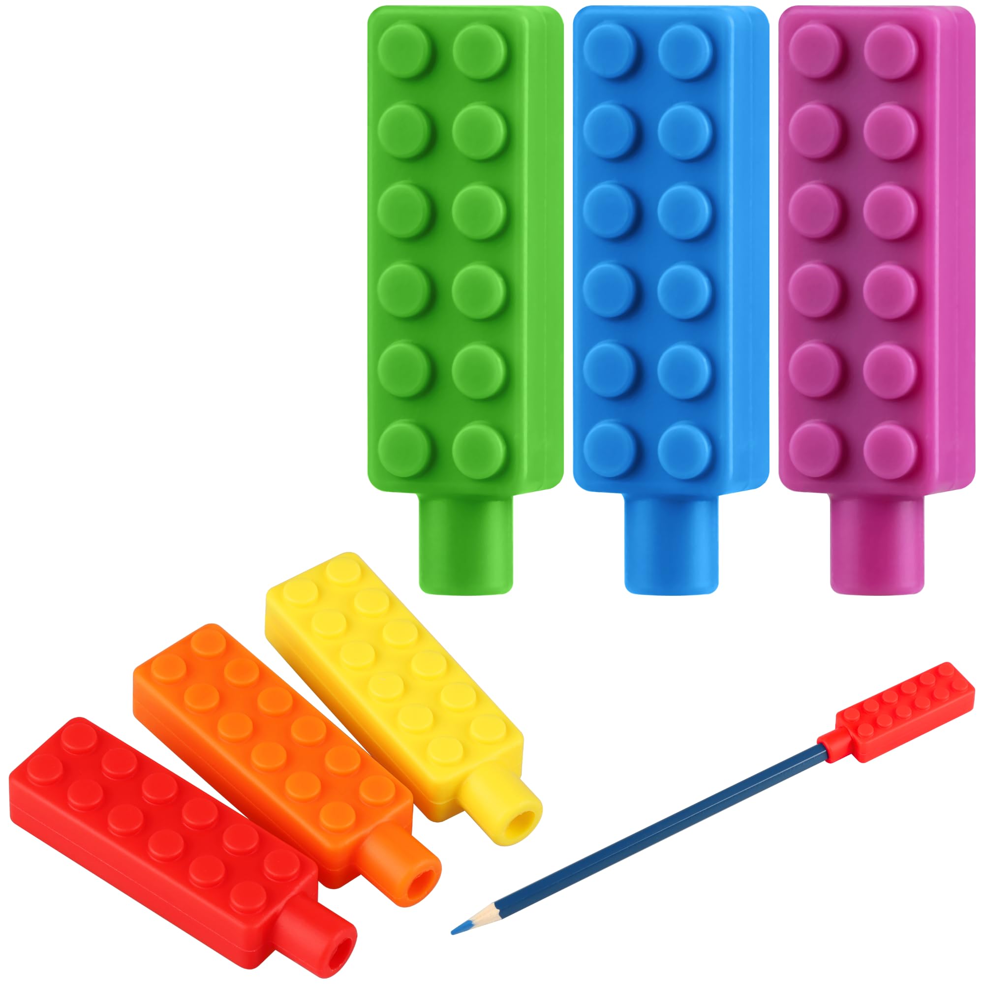 Photo 1 of Sensory Chew Pencil Topper, Sensory Silicone Chew Pencil Topper for Autistic Chewers, ADHD, SPD, Oral Motor Stimulation, 6 Colors (Color 1)