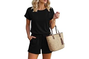 Ekouaer Rompers for Women Summer Short Jumpsuits Vacation Outfits with Pockets S-2XL