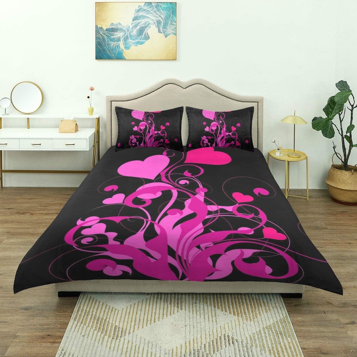 Randolph Wordsworth Microfiber Polyester Duvet Cover Set Love Find Out The Best 3 Piece Comforter Covers Queen Full Size Soft Quilt Cover with 2 Pillow Covers for Mens Womens Boys Girls 90x90in