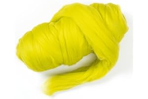Kondoos Colored Natural Wool roving, 1 lb. Best Wool for Needle Felting, Wet Felting, handcrafts and Spinning. (Green Lime, 1 lb)
