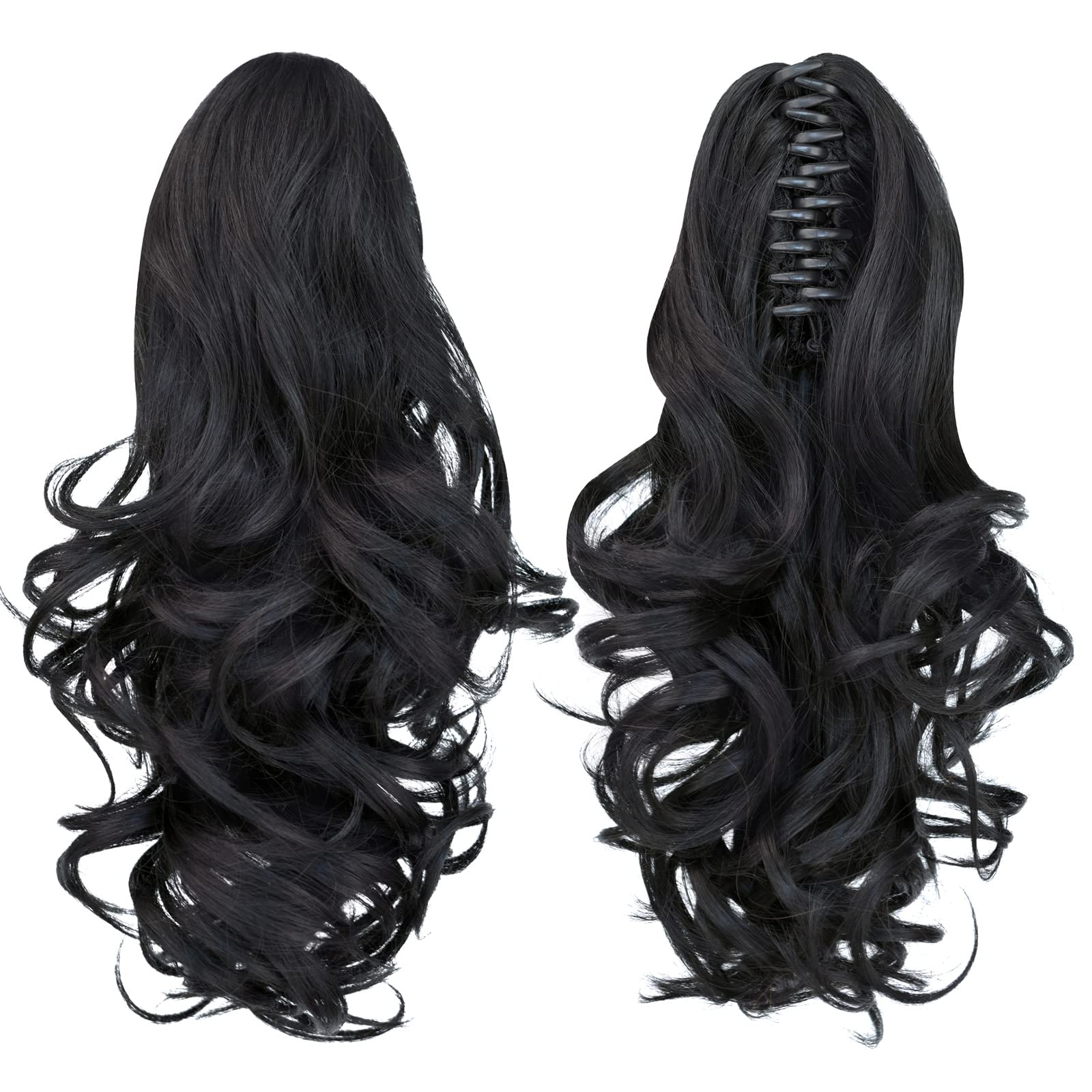 Photo 1 of ShulaSHOP Black Ponytail Extension,14" Ponytail Claw Clip Hair Extensions Ponytail Short Curly Hair Ponytail Extension Natural Looking Synthetic Hairpiece for Women