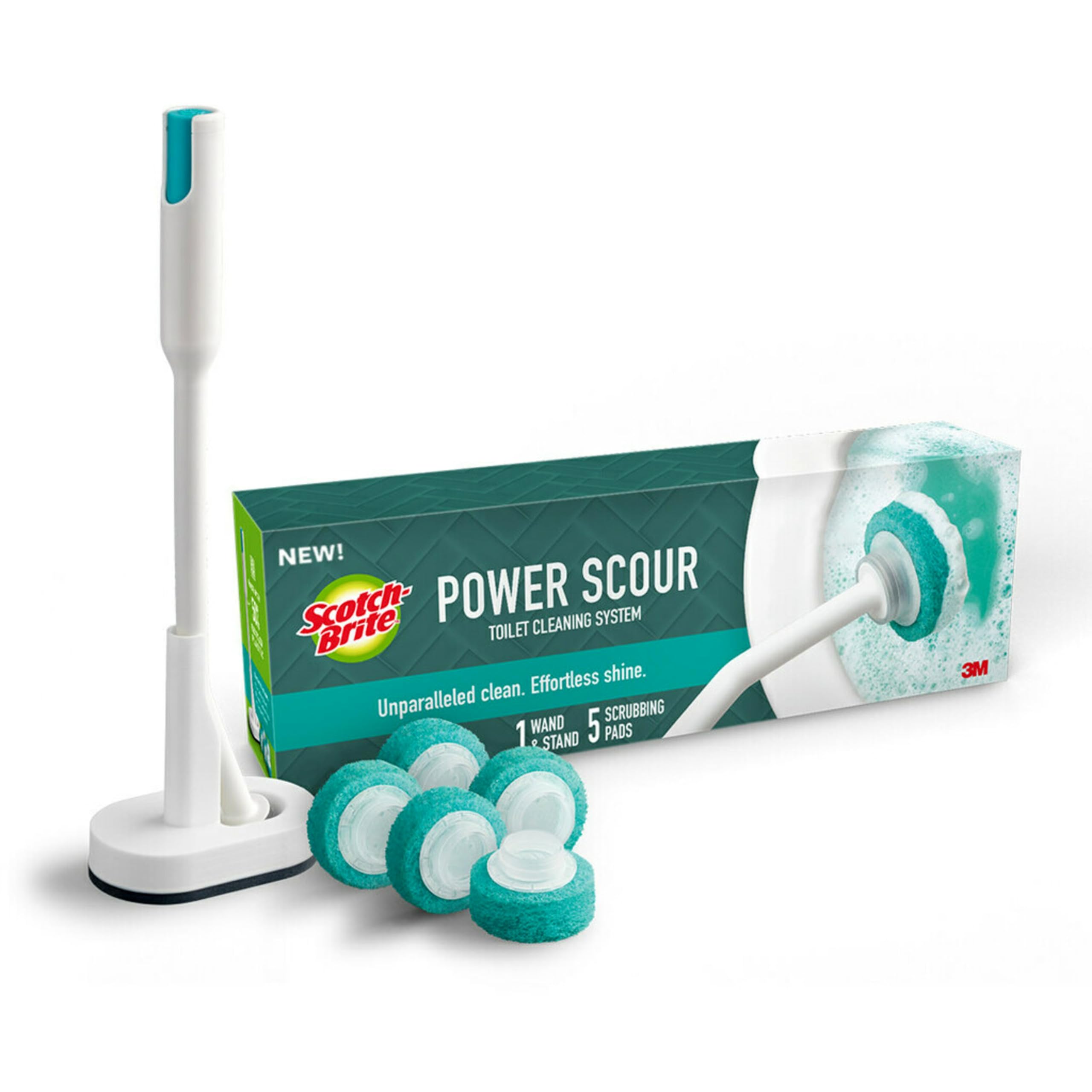 Photo 1 of **PAD REFILLS ONLY (8 COUNT)**
Scotch-Brite Power Scour Toilet Cleaning System, Toilet Bowl Cleaner with Disposable Scrub Pad Tablets, Includes 1 Wand, Stand and 5 Scrubbing Pad Refills