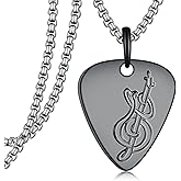 Sbzxbt Guitar Pick Necklace for Men Women 925 Sterling Silver Music Guitar Pendant Necklace Guitar Jewelry Gifts for Men Women