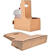Yeustkony 20 Pack Kraft Drink Carrier with Handles, 2 Cup Disposable Paper Cup Holder for Hot or Cold Drinks, to Go Coffee Paperboard, Takeout, Cafe and Restaurant Food Service Delivery