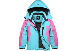 GEMYSE Girl's Waterproof Ski Snow Jacket Hooded Fleece Lined Windproof Winter Jacket
