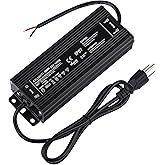 LED Power Supply - 120W IP67 Waterproof, 24V DC for LED Strip Lights, 100V-265V AC Input, 3-Prong Plug with 3.3 Feet Cable