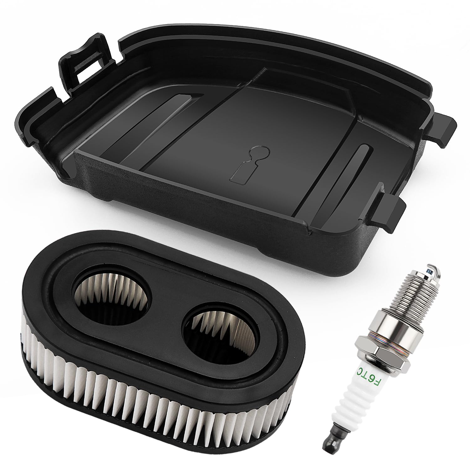 VooGenzek Air Filter Cover 594106, Air Filter Lawnmower, F6TC Spark Plug, Compatible with Briggs & Stratton Small Vertical Models 625E, 625EXi, 650EXi, 675EXi — image 1