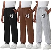 EXARUS 3 Pack Boys Sweatpants Elastic Waist Athletic Graphic Print Drawstring Pants with Pockets Jogger Causal 6-14Y