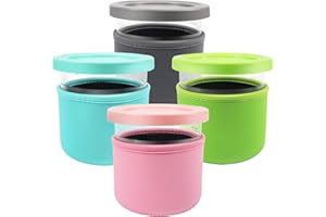 GINOYA Ice Cream Sleeve for Ninja NC301 Pints, 4pcs Reusable Insulated Neoprene Sleeves Accessories Compatible with NC300 NC299AMZ Series Ice Cream Maker Containers, 16Oz (Tups Not Included)