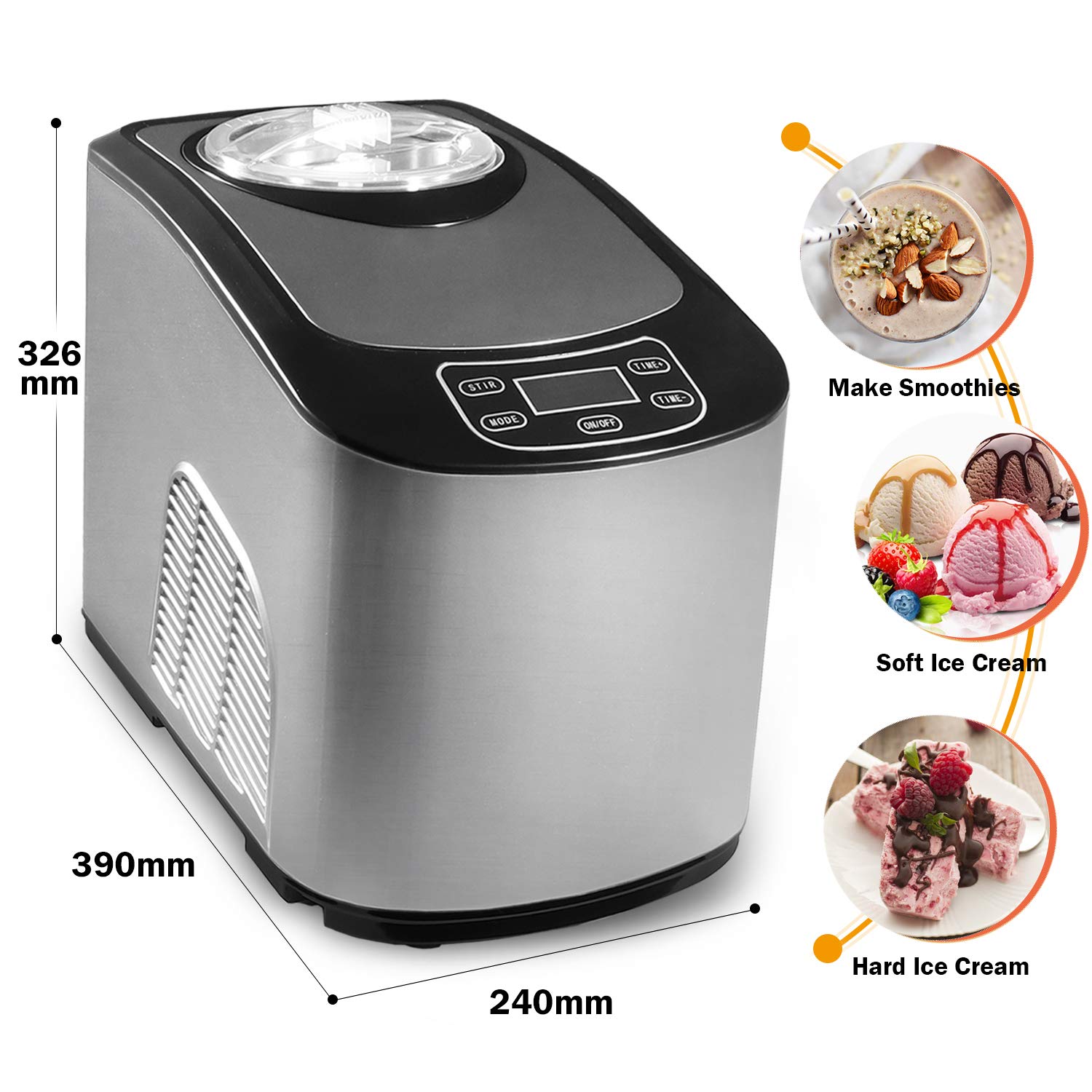 Mua Northair Fully Automatic Ice Cream Maker with Compression Cooling, 1.4 Quart Frozen Yogurt