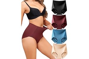 Levao Women Tummy Control Underwear, High Waisted Seamless Panties No Show Postpartum Briefs 4 Pack