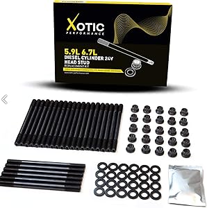 Head Stud Replacement Kit for 1998.5-2018 Dodge Cummins 5.9L 6.7L Diesel Cylinder 24V | Installation Instructions & Assembly Lubricant Included CP876