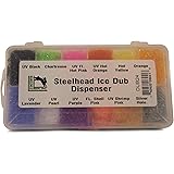Hareline Ice Dub - Dispenser W/ 12 Colors For Steelhead