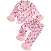 Kuriozud Birthday Girl Pajamas Silk Stain Pjs Shirt Top +Pant 2Piece Set Birthday Toddler Kids Little Girl Nightgown Gift