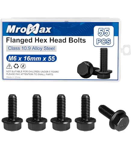 Online Auto Supply Body Bolts – M6-1.0 X 16mm, 19mm Washer, 10mm Hex, Yellow Zinc – 40 Pack