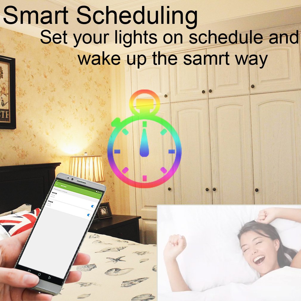 MARRYME Ampoules LED Connectées Wi-Fi E27,7W équivalent 65W Smartphone Télécommande Ampoules Intelligente Compatible avec Google Home/Amazon Echo Alexa Millions Couleurs