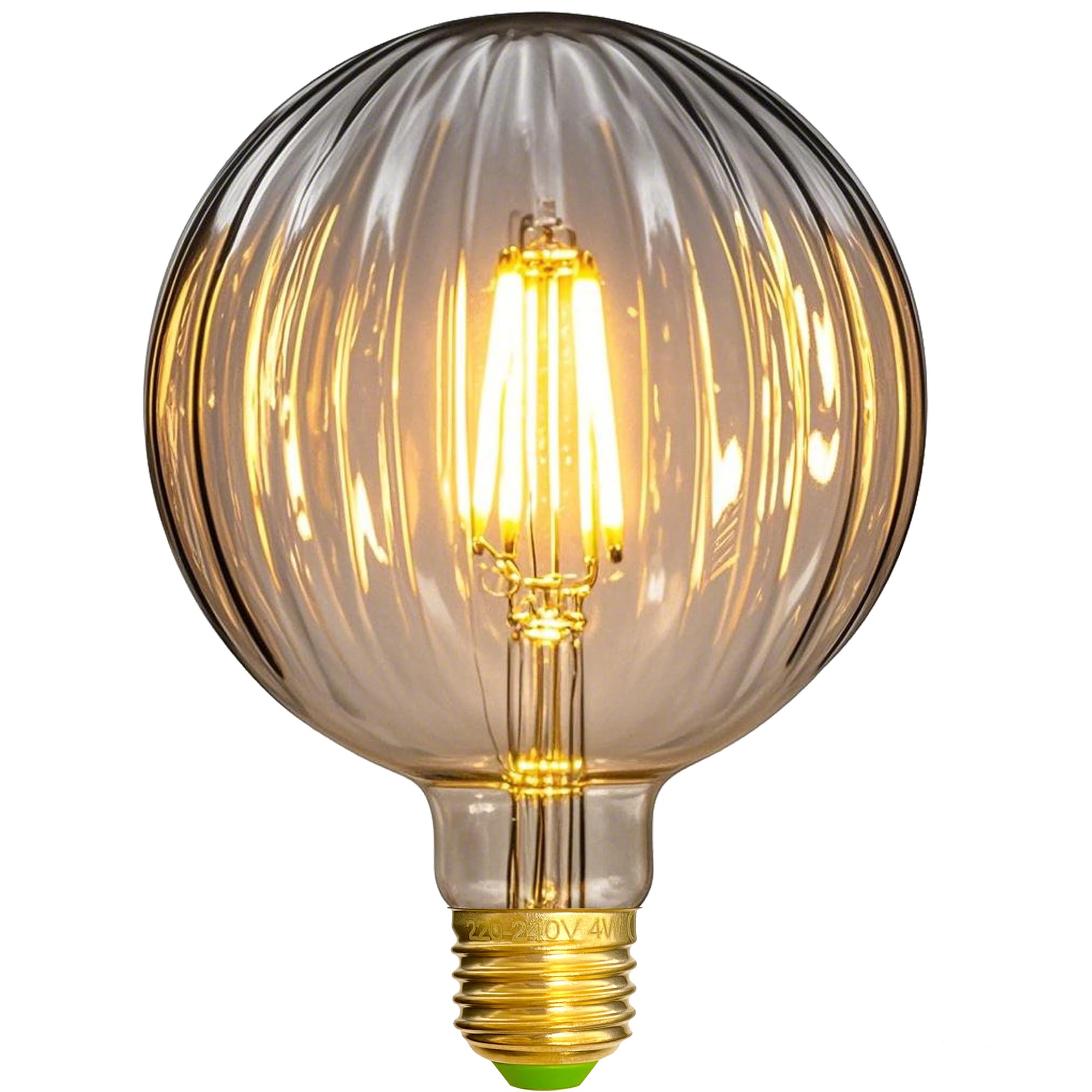 Tianfan LED Bulbs Vintage 4W Warm White 2700Kelvin Big Globe Crystal Led Bulb 220/240V Edison Screw E27 Base Specialty Decorative Light Bulb G125 (Melon)